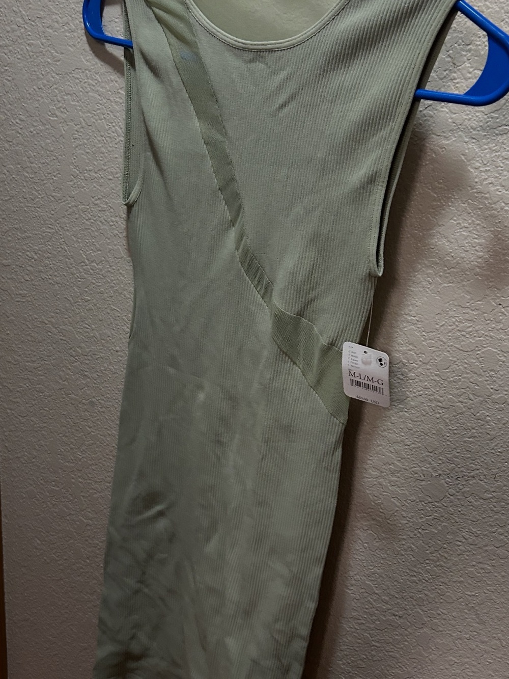 Free People Sage Green Ribbed Mini Dress